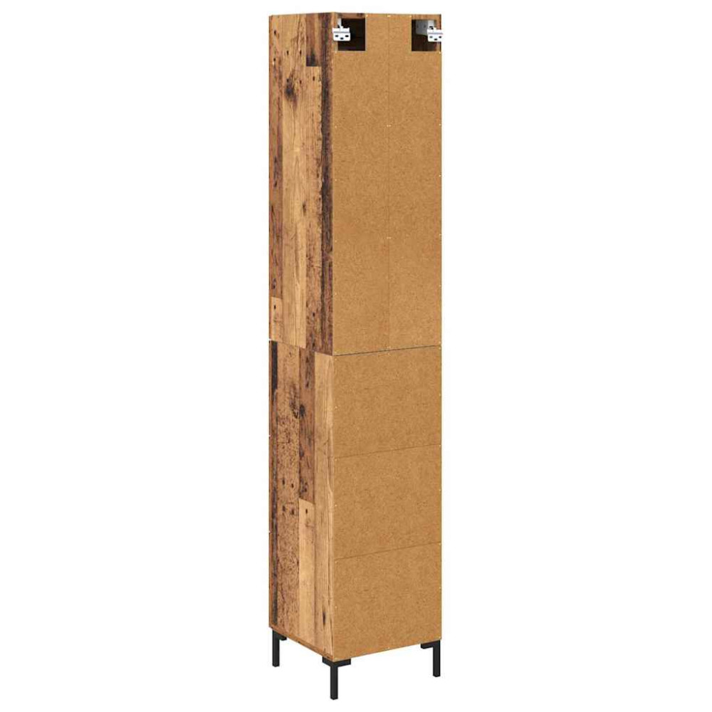 Produktbild för Skåp med låda Gammalt trä 34,5 x 34 x 180 cm Konstruerat trä