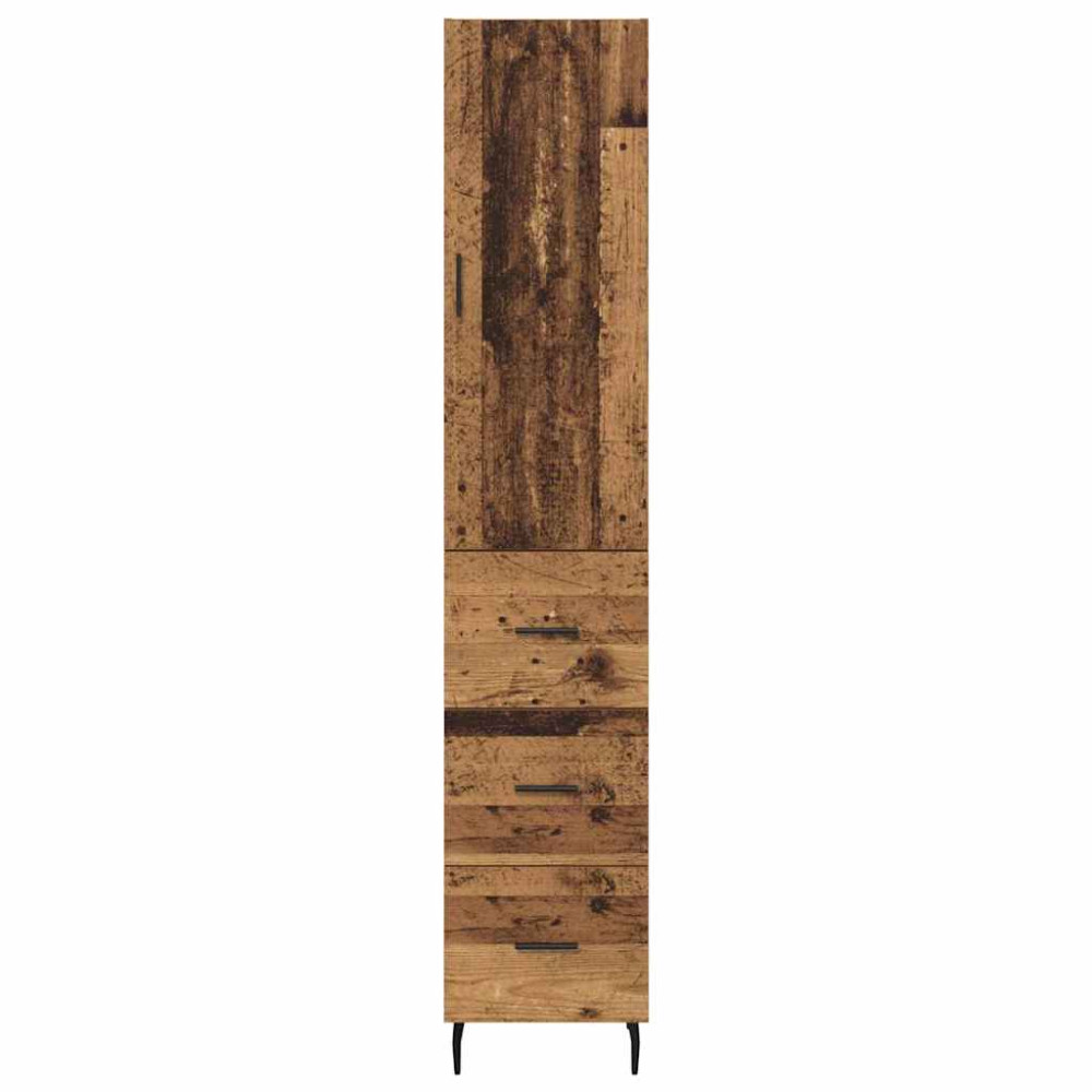 Produktbild för Skåp med låda Gammalt trä 34,5 x 34 x 180 cm Konstruerat trä