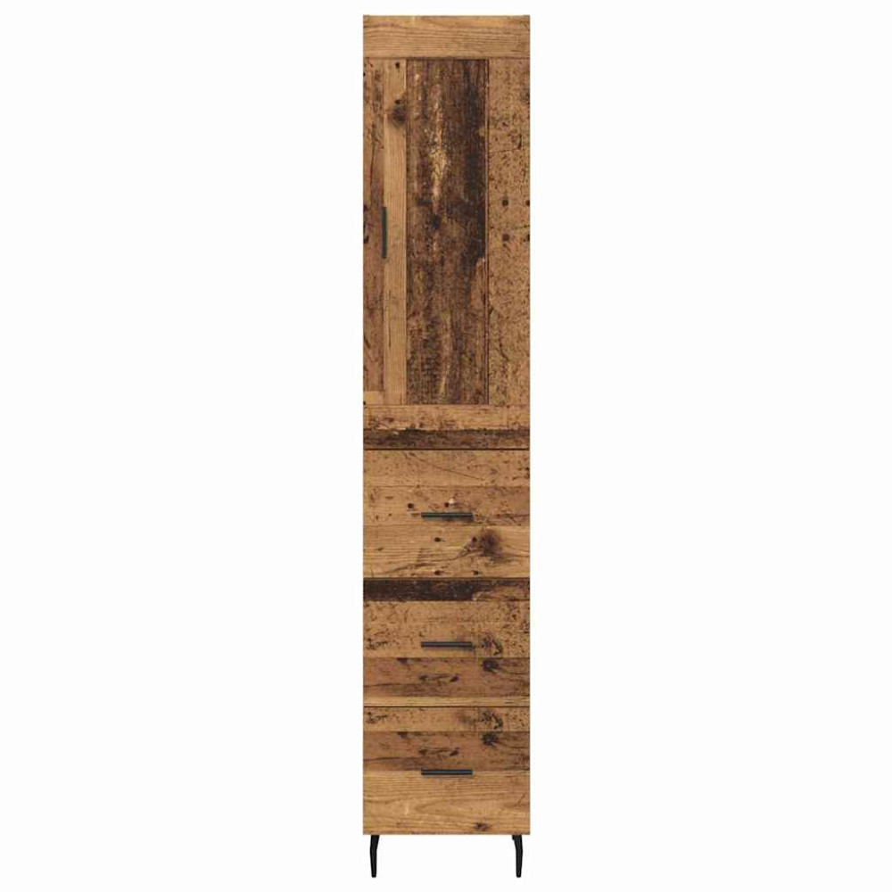 Produktbild för Skåp med låda Gammalt trä 34,5 x 34 x 180 cm Konstruerat trä