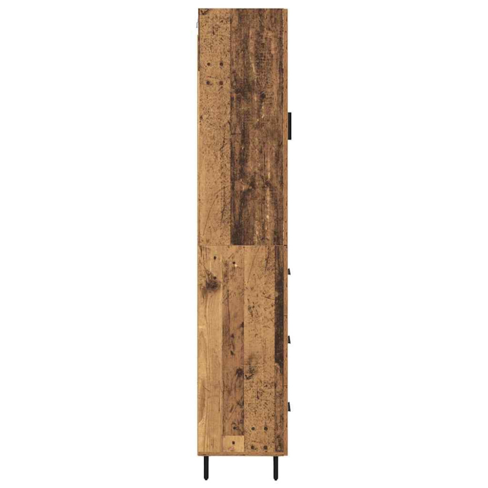Produktbild för Skåp med låda Gammalt trä 34,5 x 34 x 180 cm Konstruerat trä
