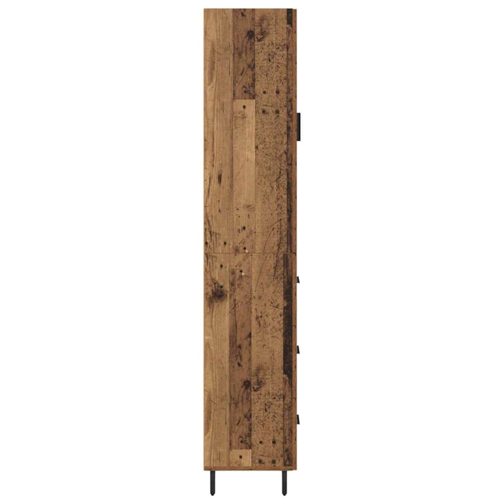 Produktbild för Skåp med låda Gammalt trä 34,5 x 34 x 180 cm Konstruerat trä