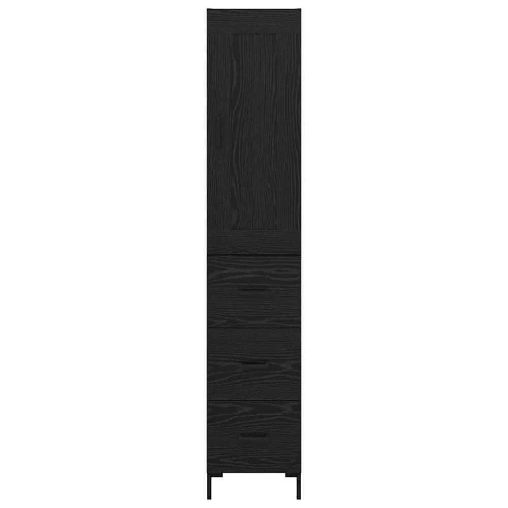 Produktbild för Skåp med låda Svart Ek 34,5 x 34 x 180 cm Konstruerat trä
