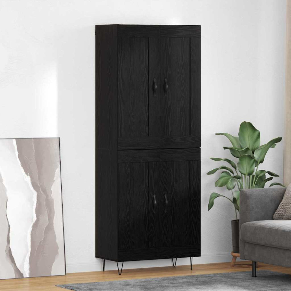 Produktbild för Skåp Svart Ek 69,5 x 34 x 180 cm Konstruerat trä