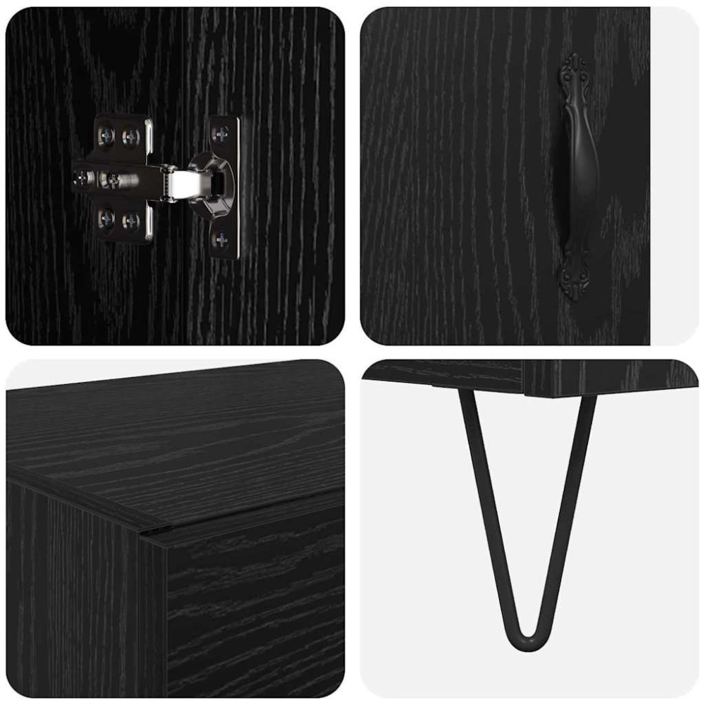 Produktbild för Skåp Svart Ek 69,5 x 34 x 180 cm Konstruerat trä