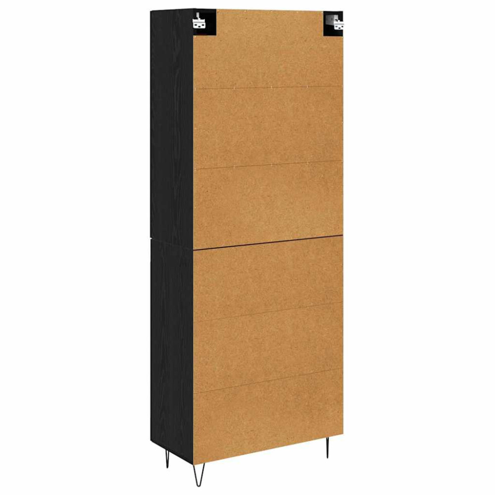 Produktbild för Skåp Svart Ek 69,5 x 34 x 180 cm Konstruerat trä