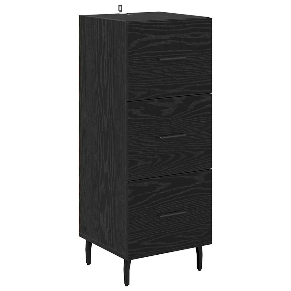Produktbild för Skåp med låda Svart Ek 34,5 x 34 x 180 cm Konstruerat trä