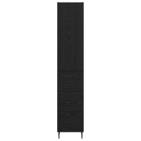 Produktbild för Skåp med låda Svart Ek 34,5 x 34 x 180 cm Konstruerat trä