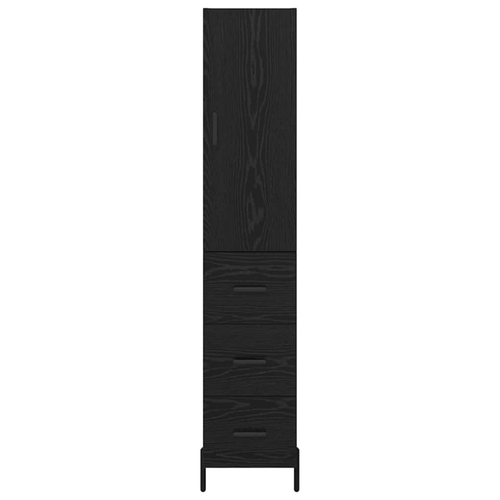 Produktbild för Skåp med låda Svart Ek 34,5 x 34 x 180 cm Konstruerat trä