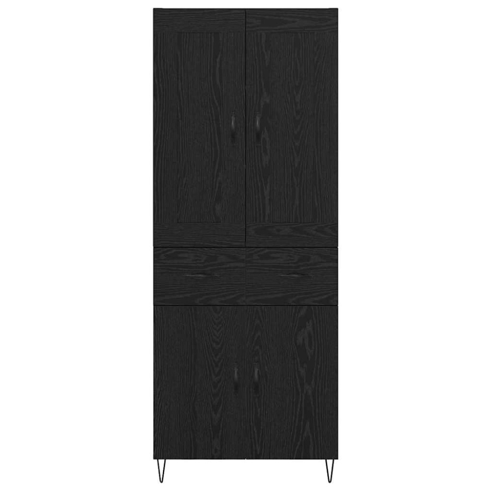 Produktbild för Skåp med låda Svart Ek 69,5 x 34 x 180 cm Konstruerat trä