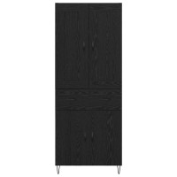 Produktbild för Skåp med låda Svart Ek 69,5 x 34 x 180 cm Konstruerat trä