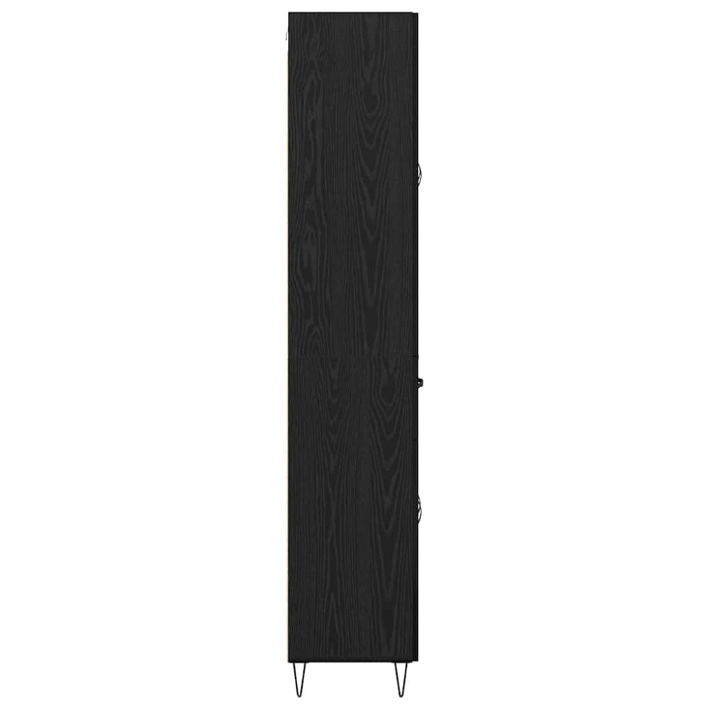Produktbild för Skåp med låda Svart Ek 69,5 x 34 x 180 cm Konstruerat trä