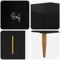Produktbild för Skåp 2 pcs Svart Ek Glas