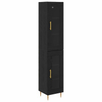 Produktbild för Skåp 2 pcs Svart Ek Glas