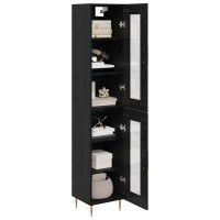Produktbild för Skåp 2 pcs Svart Ek Glas