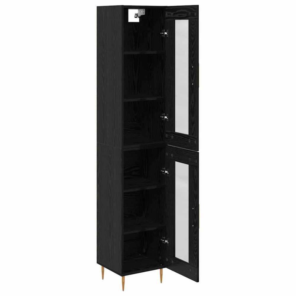 Produktbild för Skåp 2 pcs Svart Ek Glas