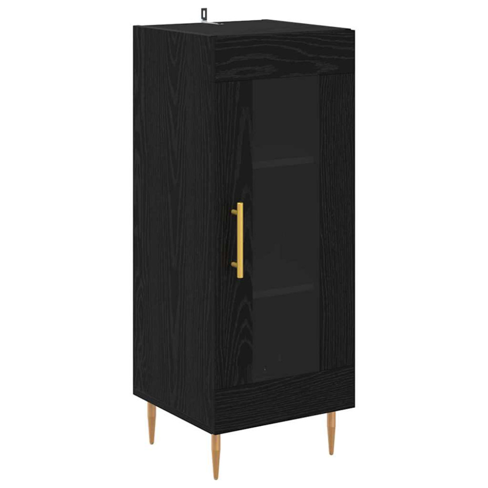 Produktbild för Skåp 2 pcs Svart Ek Glas
