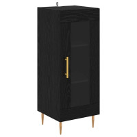 Produktbild för Skåp 2 pcs Svart Ek Glas