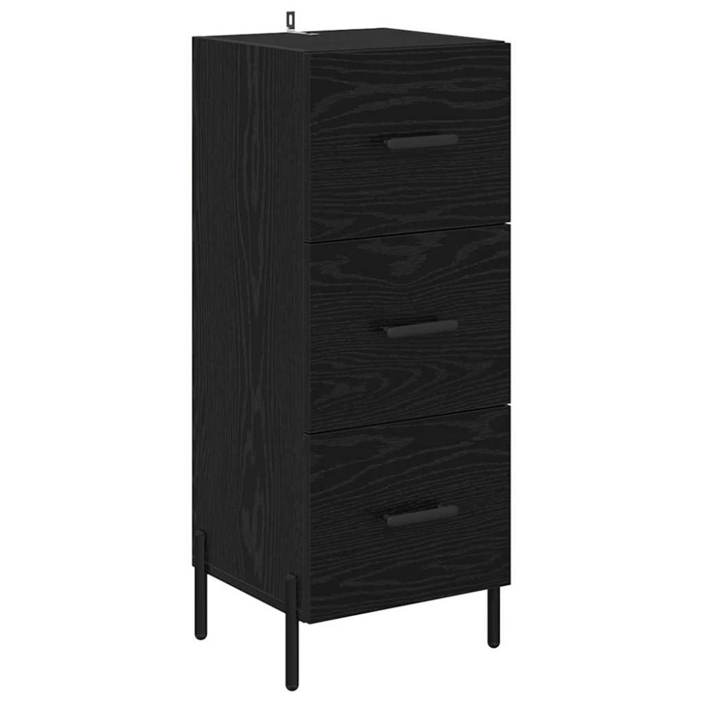 Produktbild för Skåp med låda Svart Ek 34,5 x 34 x 180 cm Konstruerat trä