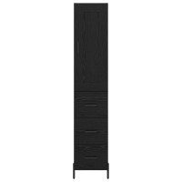 Produktbild för Skåp med låda Svart Ek 34,5 x 34 x 180 cm Konstruerat trä