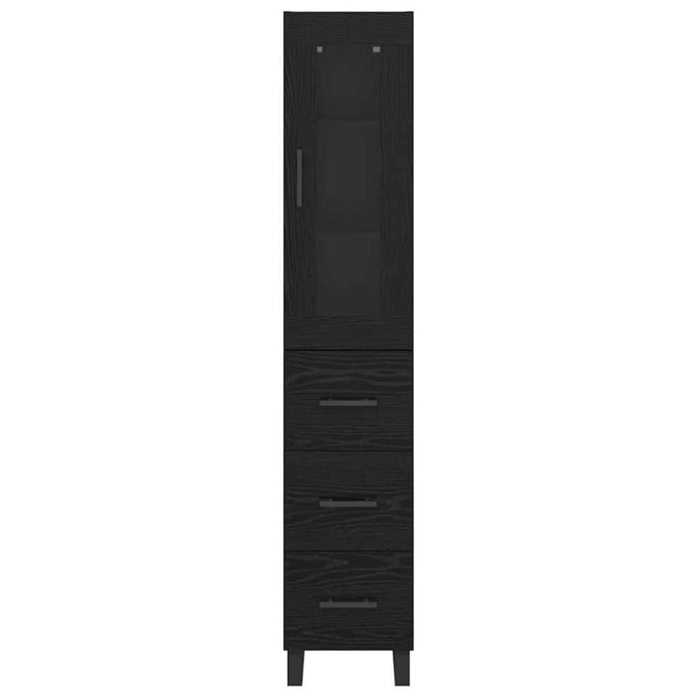 Produktbild för Skåp med låda Svart Ek 34,5 x 34 x 180 cm Konstruerat trä