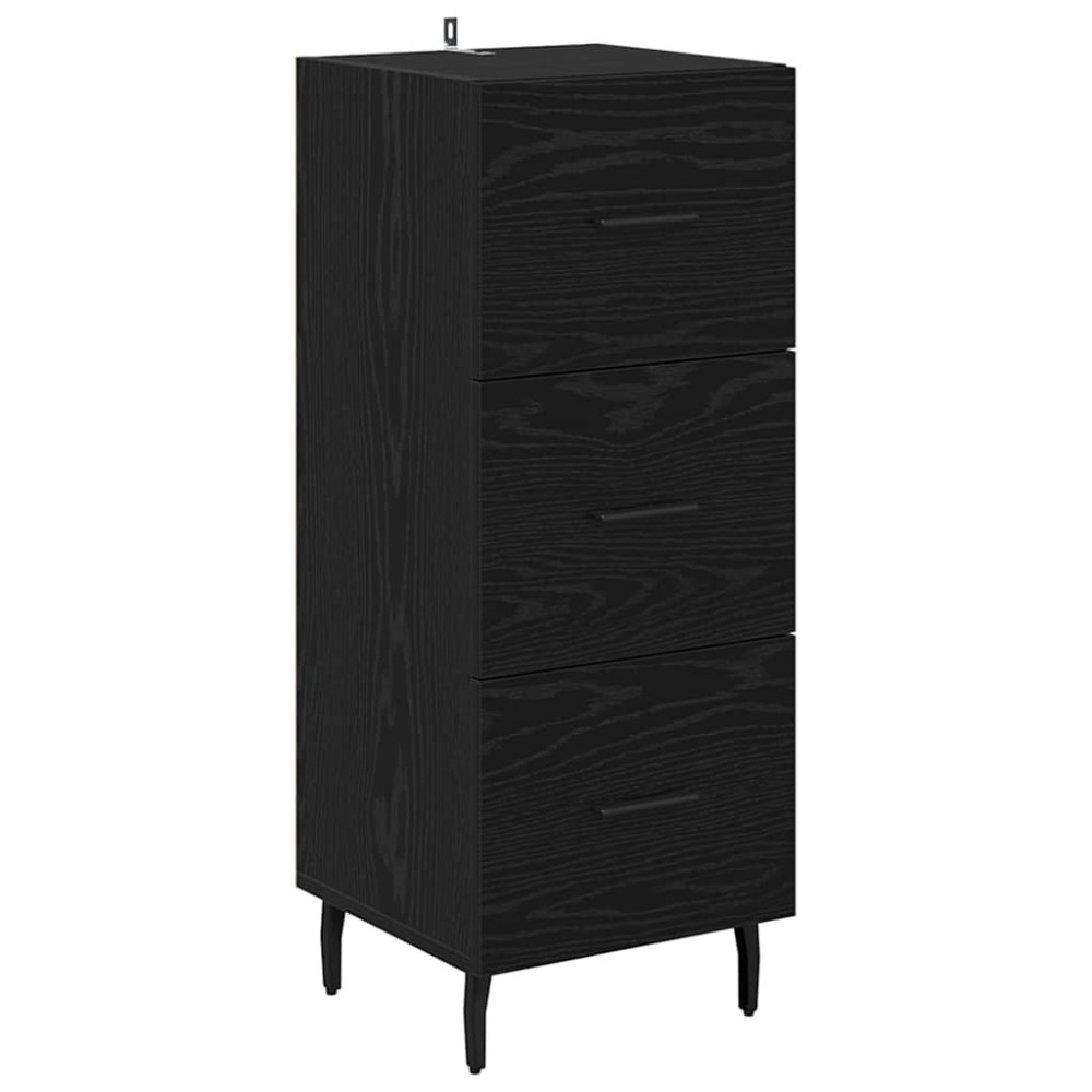 Produktbild för Skåp med låda Svart Ek 34,5 x 34 x 180 cm Konstruerat trä