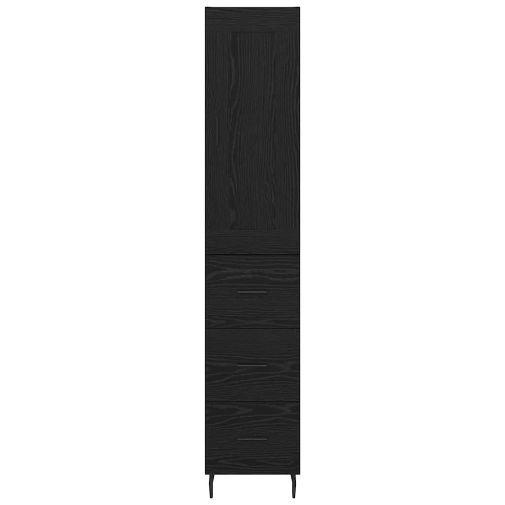 Produktbild för Skåp med låda Svart Ek 34,5 x 34 x 180 cm Konstruerat trä