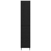 Produktbild för Skåp med låda Svart Ek 34,5 x 34 x 180 cm Konstruerat trä