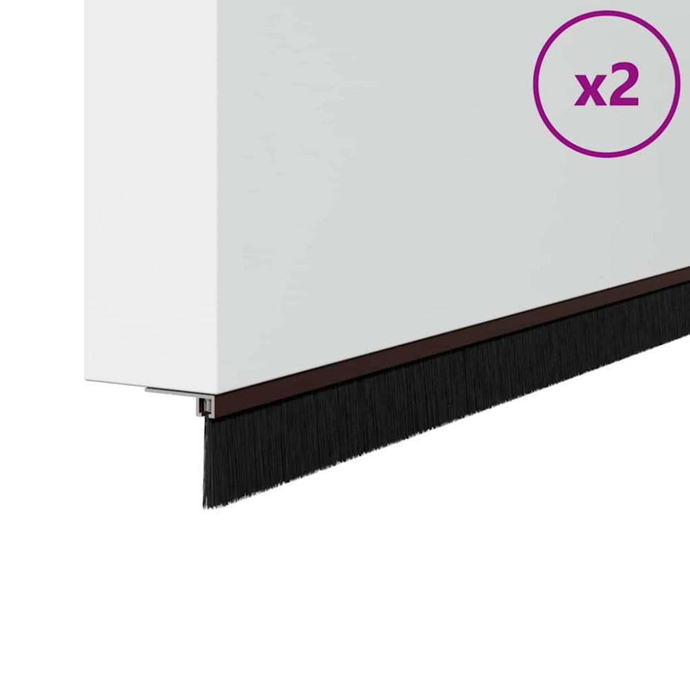 Produktbild för Självhäftande dörrborstlist 2 pcs Brun 100 cm Aluminiumlegering