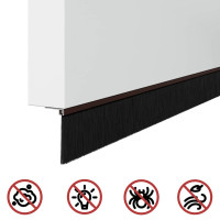 Produktbild för Självhäftande dörrborstlist 2 pcs Brun 100 cm Aluminiumlegering