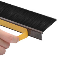 Produktbild för Självhäftande dörrborstlist 2 pcs Brun 100 cm Aluminiumlegering