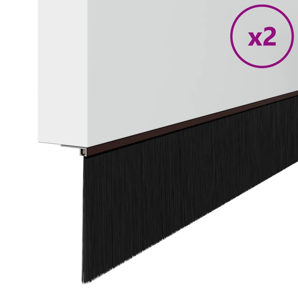 Produktbild för Självhäftande dörrborstlist 2 pcs Brun 100 cm Aluminiumlegering