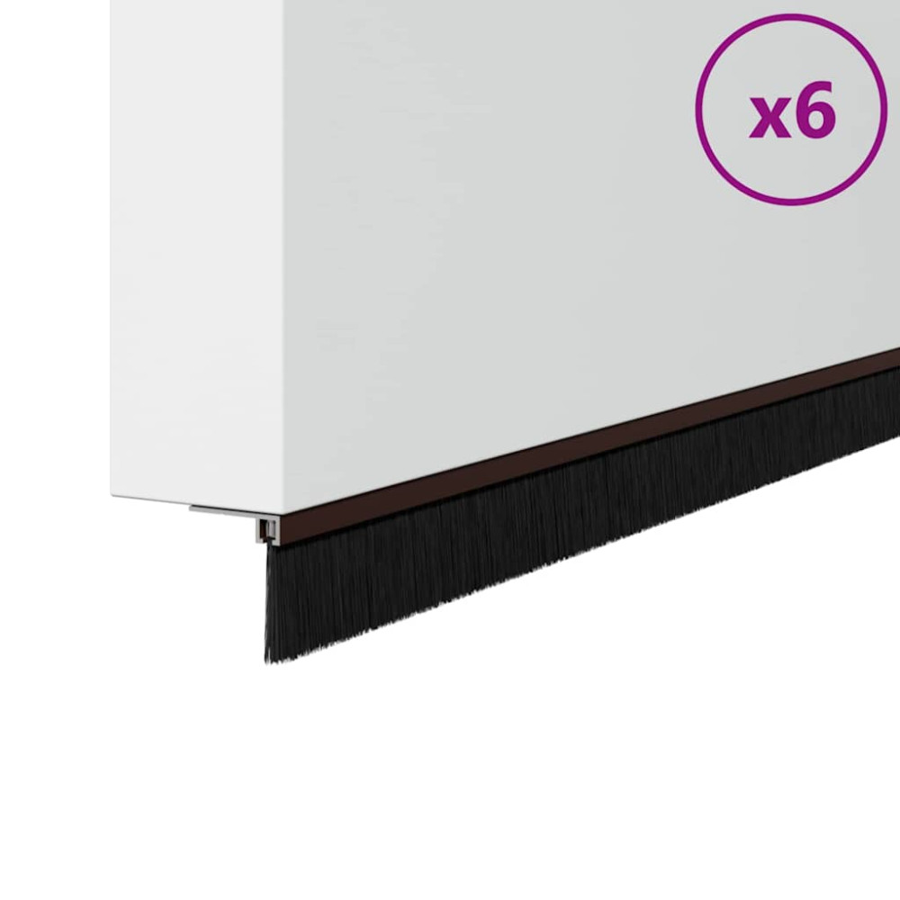 Produktbild för Självhäftande dörrborstlist 6 pcs Brun 100 cm Aluminiumlegering