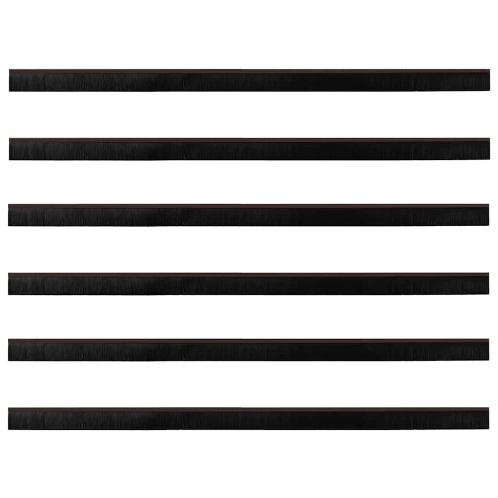 Produktbild för Självhäftande dörrborstlist 6 pcs Brun 100 cm Aluminiumlegering