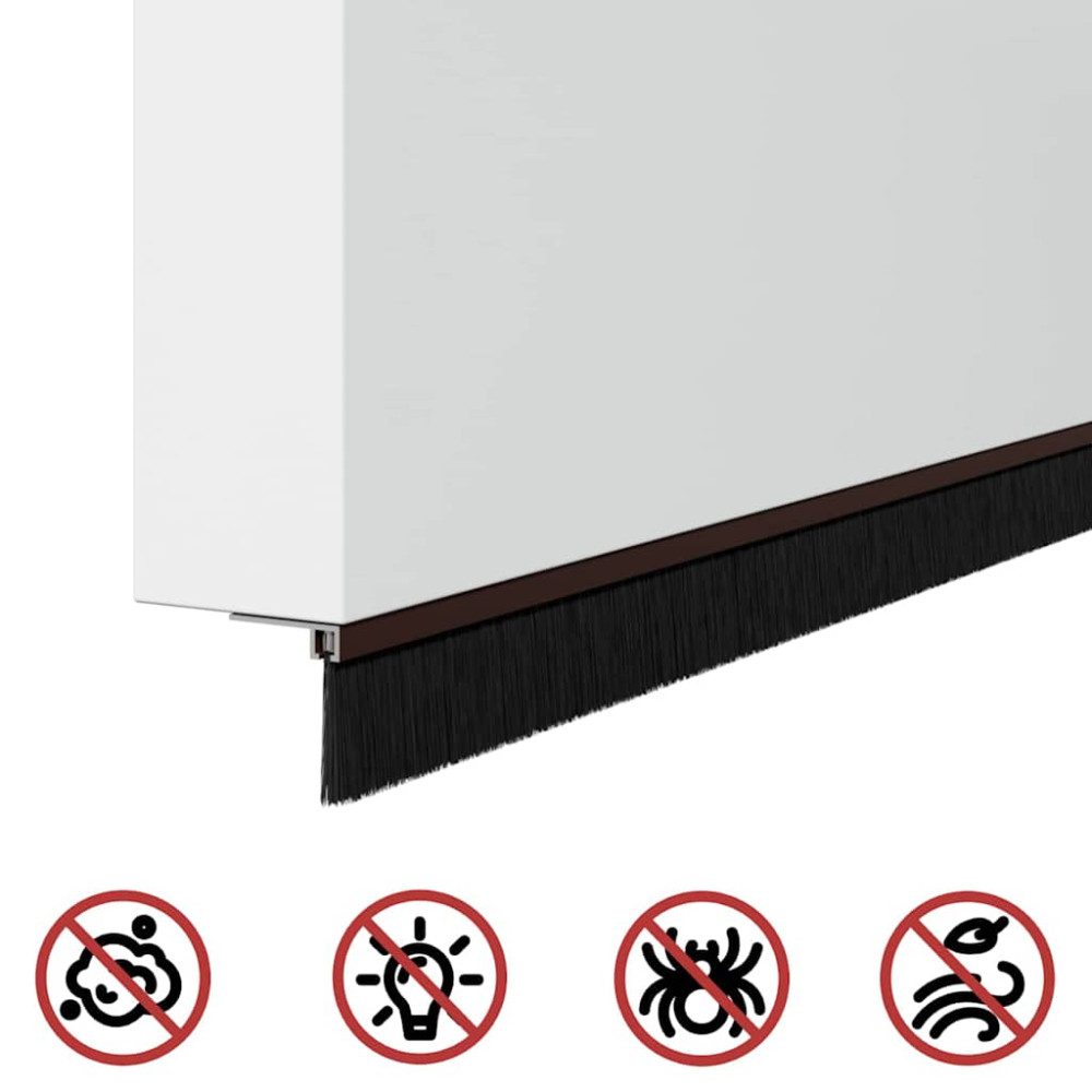 Produktbild för Självhäftande dörrborstlist 6 pcs Brun 100 cm Aluminiumlegering