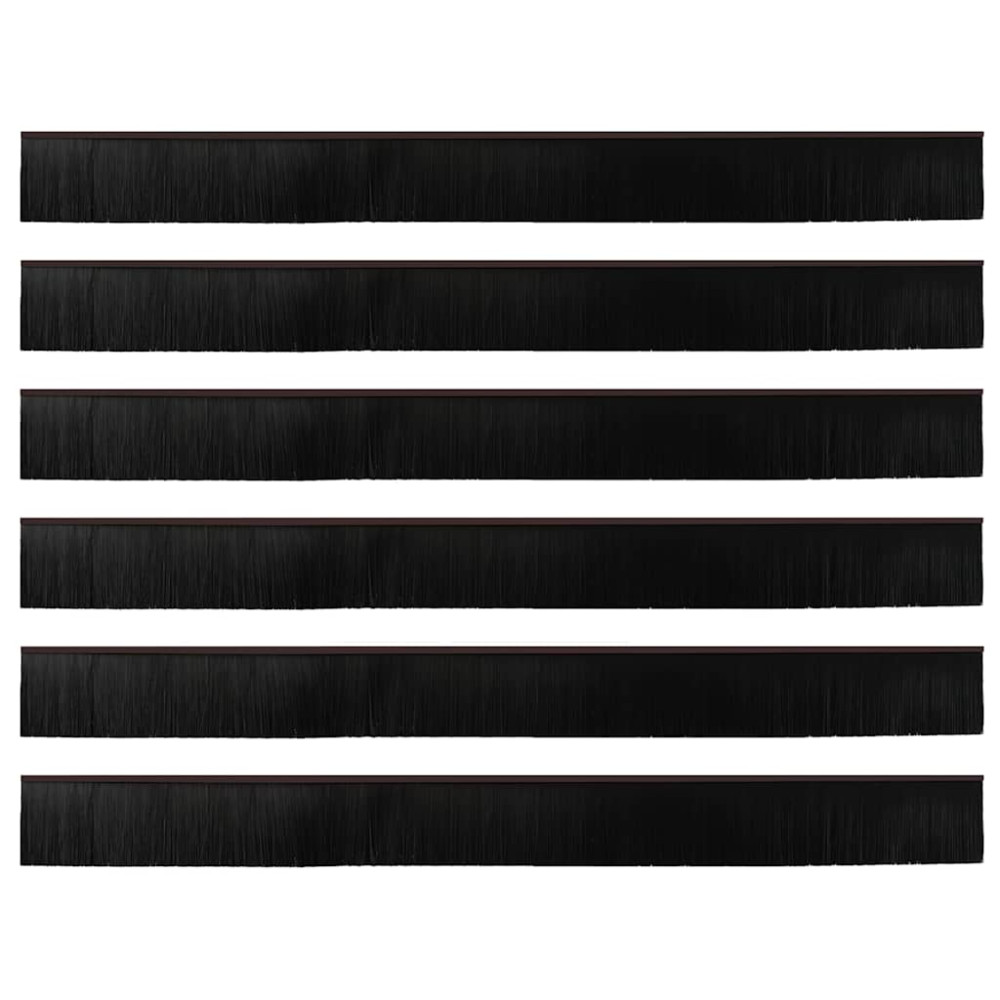 Produktbild för Självhäftande dörrborstlist 6 pcs Brun 100 cm Aluminiumlegering