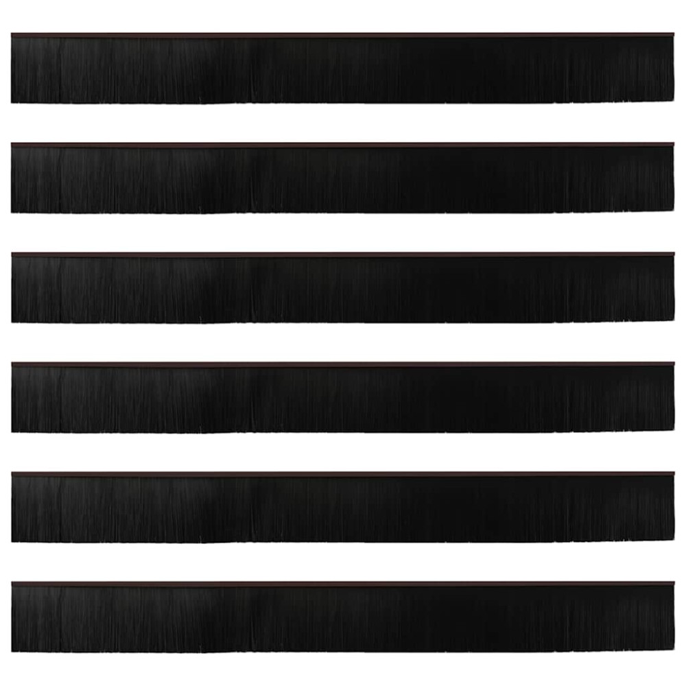 Produktbild för Självhäftande dörrborstlist 6 pcs Brun 100 cm Aluminiumlegering