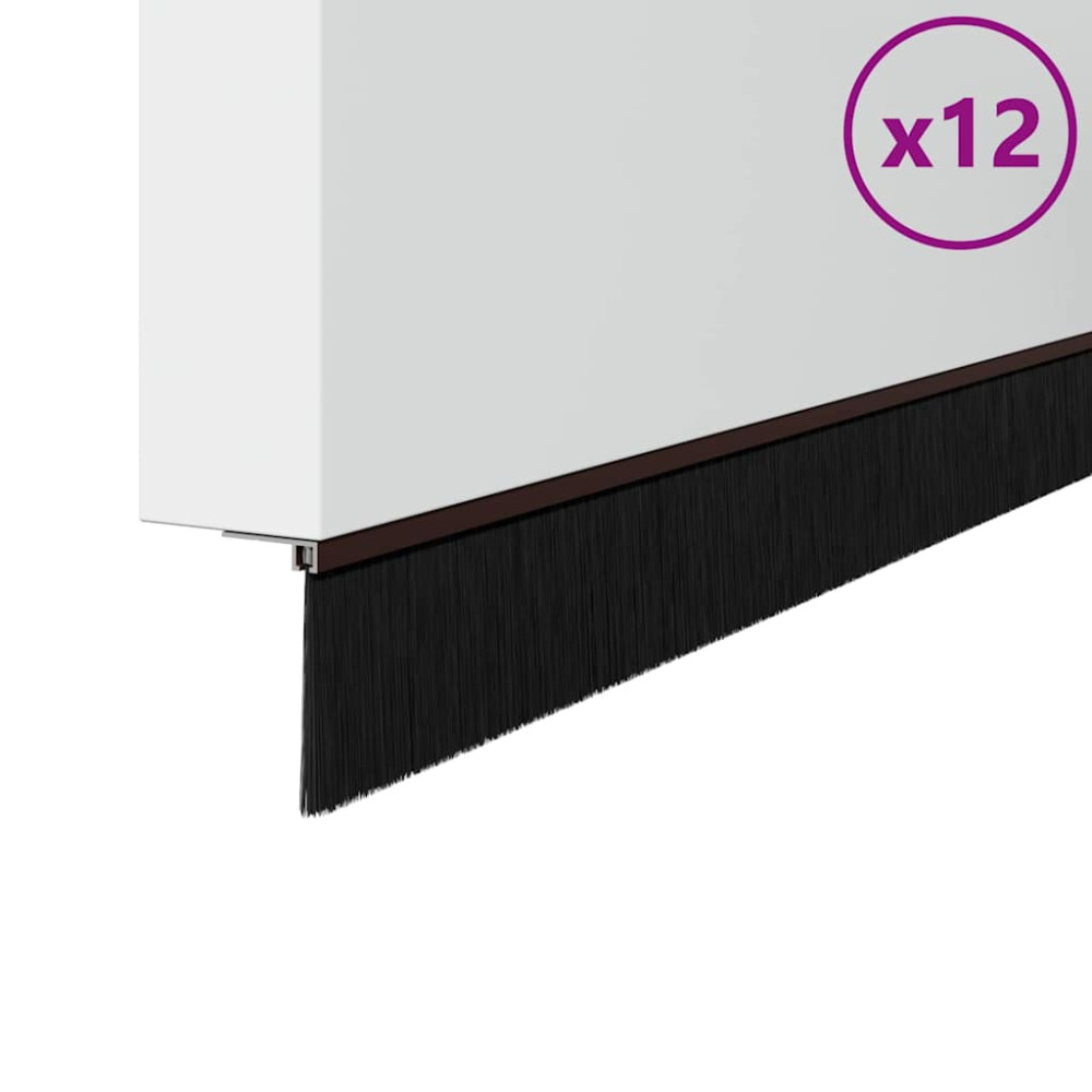 Produktbild för Självhäftande dörrborstlist 12 pcs Brun 100 cm