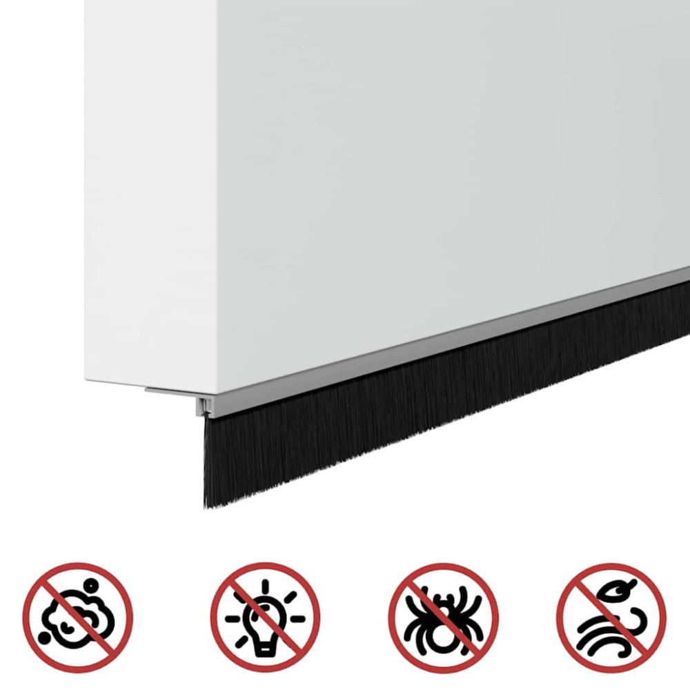 Produktbild för Självhäftande dörrborstlist 2 pcs Silver 100 cm