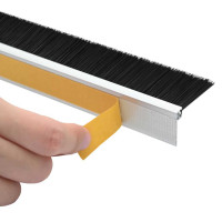 Produktbild för Självhäftande dörrborstlist 2 pcs Silver 100 cm