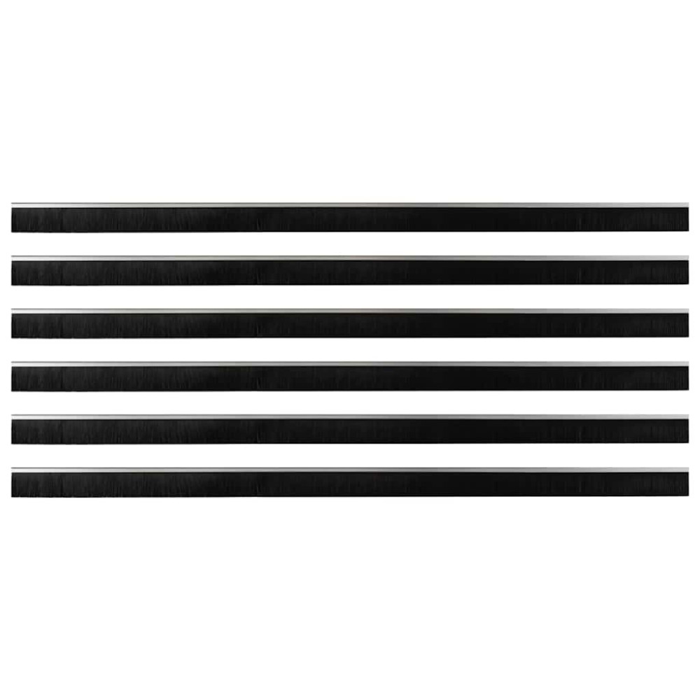 Produktbild för Självhäftande dörrborstlist 6 pcs Silver 100 cm
