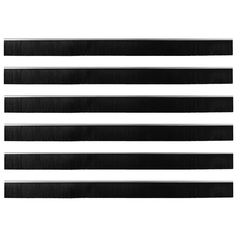 Produktbild för Självhäftande dörrborstlist 6 pcs Silver 100 cm