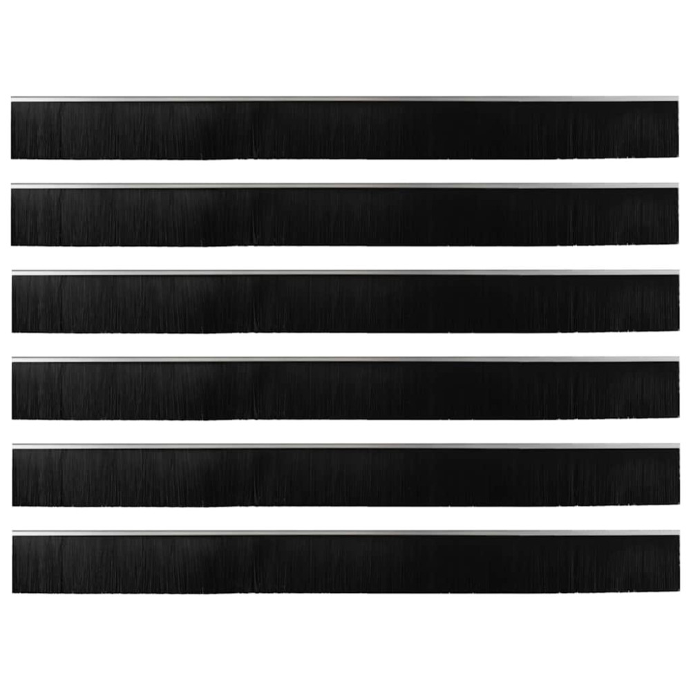 Produktbild för Självhäftande dörrborstlist 6 pcs Silver 100 cm