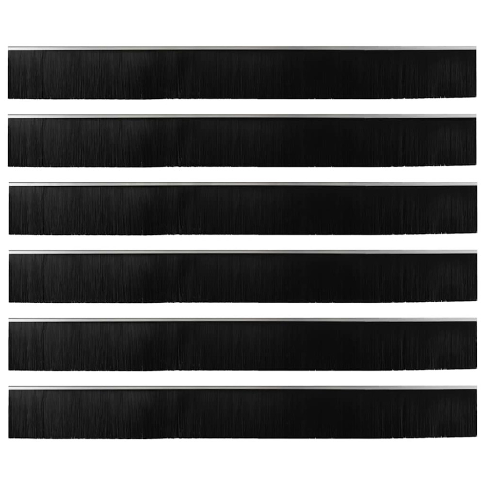 Produktbild för Självhäftande dörrborstlist 6 pcs Silver 100 cm