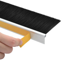 Produktbild för Självhäftande dörrborstlist 6 pcs Silver 100 cm