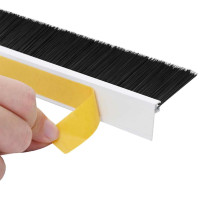 Produktbild för Självhäftande dörrborstlist 2 pcs Vit 100 cm Aluminiumlegering