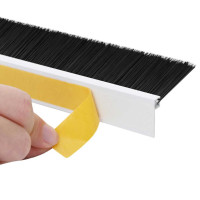 Produktbild för Självhäftande dörrborstlist 6 pcs Vit 100 cm Aluminiumlegering