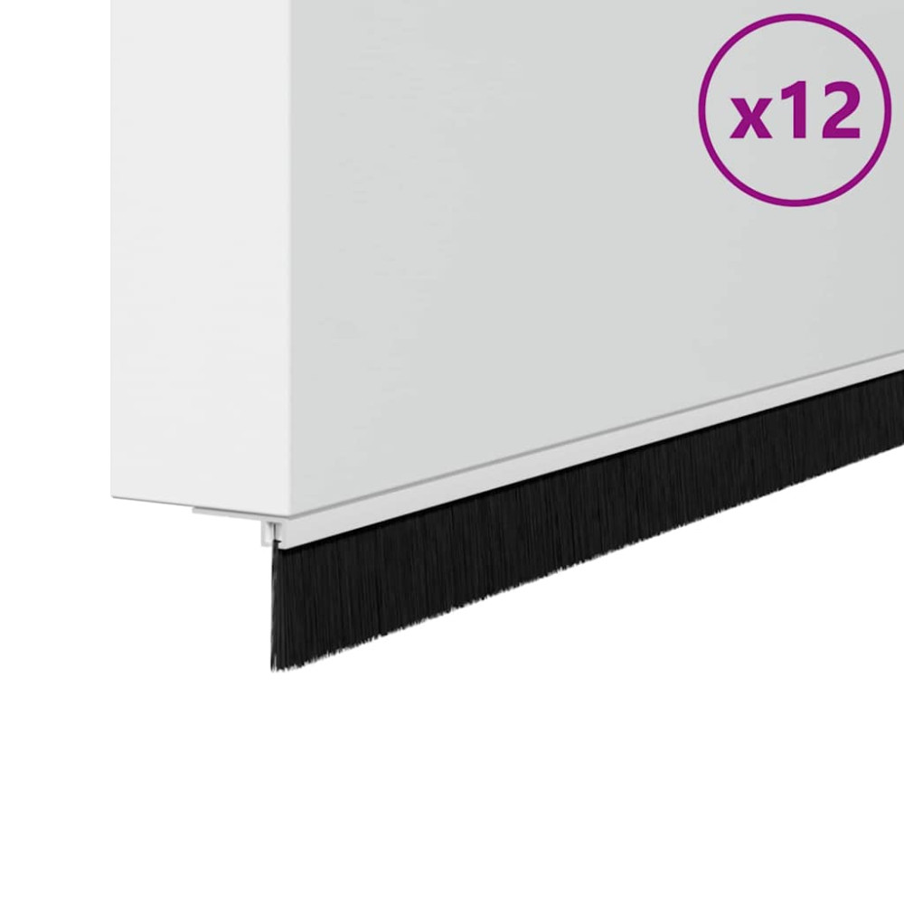 Produktbild för Självhäftande dörrborstlist 12 pcs Vit 100 cm Aluminiumlegering