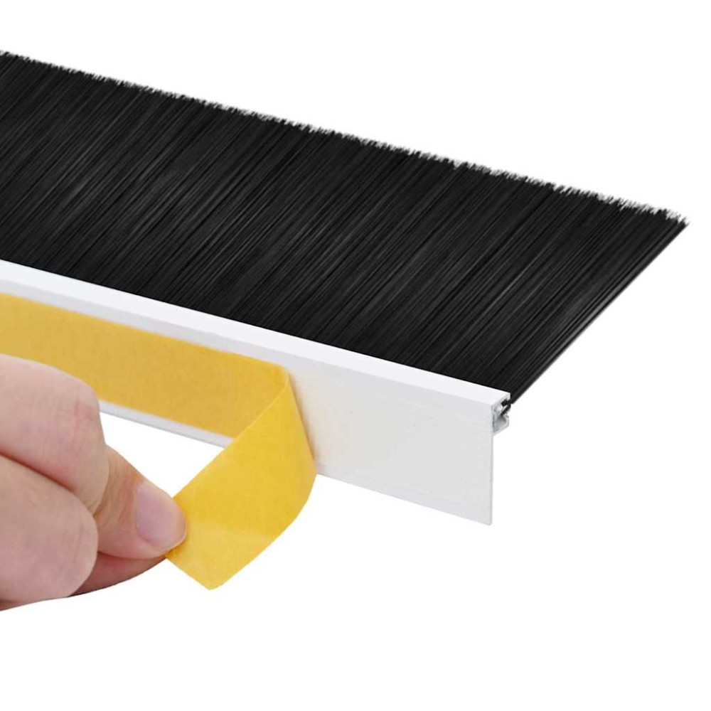 Produktbild för Självhäftande dörrborstlist 12 pcs Vit 100 cm Aluminiumlegering
