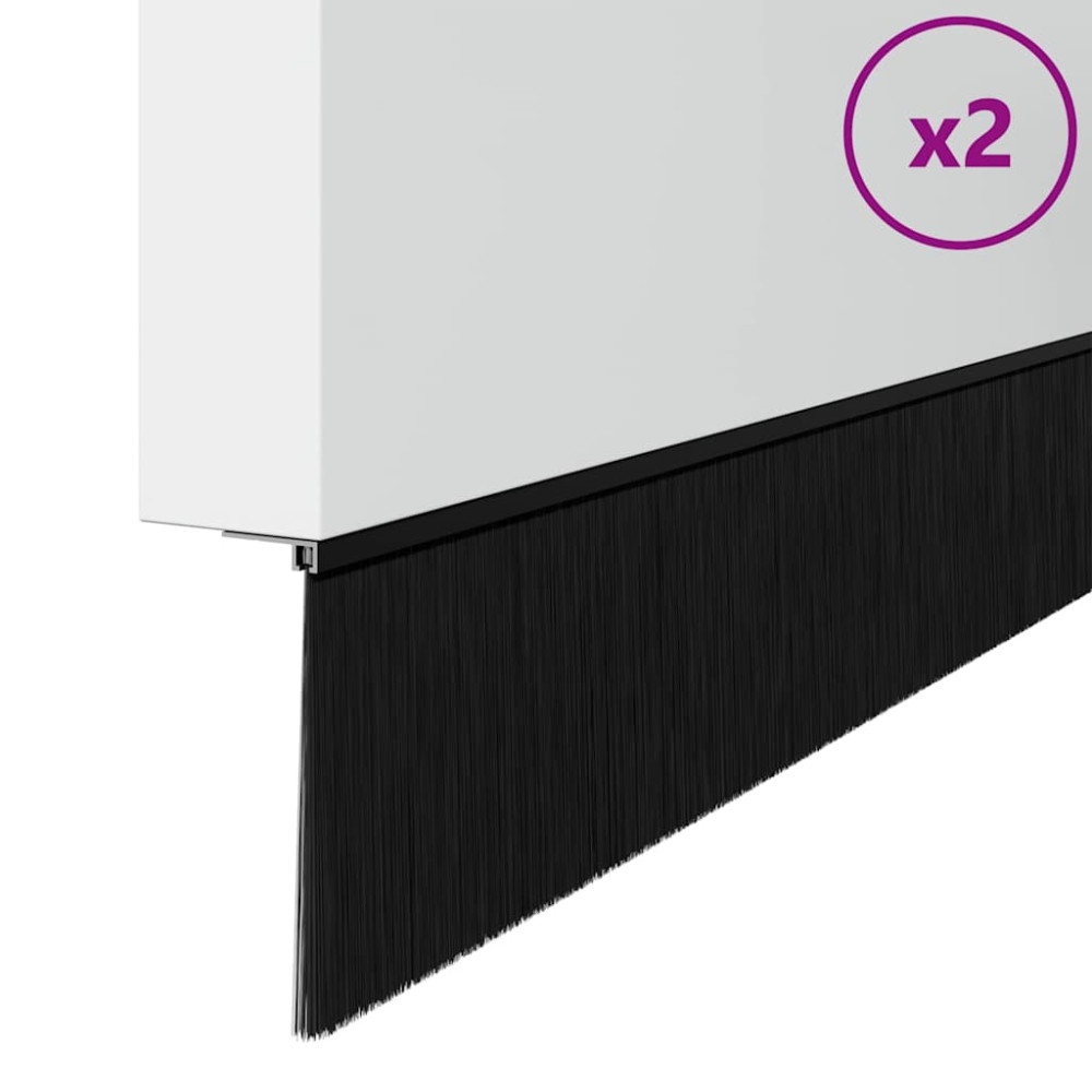 Produktbild för Självhäftande dörrborstlist 2 pcs Svart 100 cm