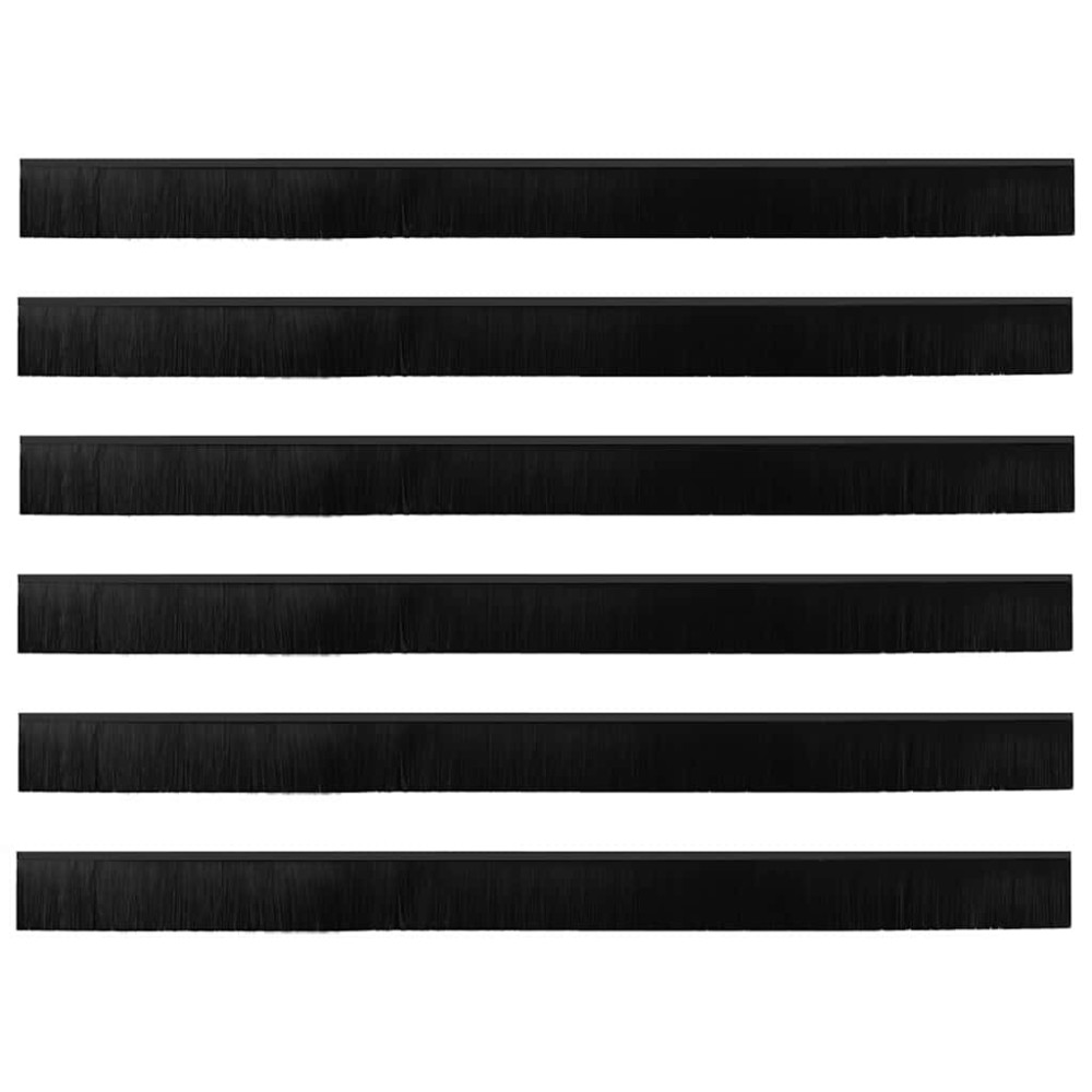 Produktbild för Självhäftande dörrborstlist 6 pcs Svart 100 cm